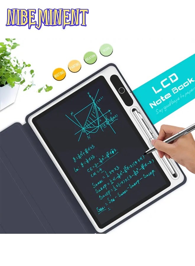 NIBEMINENT 10 inch LCD Writing Tablet with Stylus, Electronic Portable Drawing & Note Pad with Leather Protective Case, Electronic Whiteboard, Handwriting Pad Doodle Board, Great Gift - Ideal Use for Home, School, Office, Business（Black） - Image 3