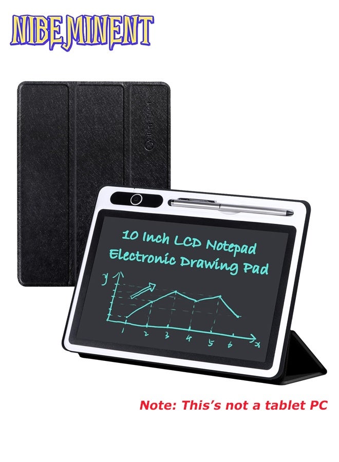 NIBEMINENT 10 inch LCD Writing Tablet with Stylus, Electronic Portable Drawing & Note Pad with Leather Protective Case, Electronic Whiteboard, Handwriting Pad Doodle Board, Great Gift - Ideal Use for Home, School, Office, Business（Black） - Image 1