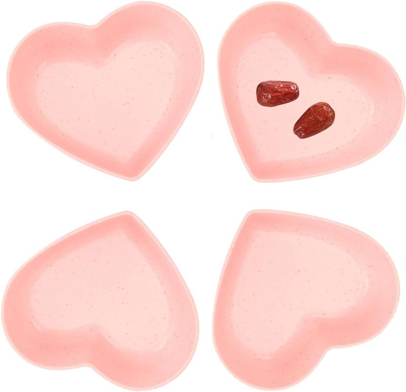 YAFIYGI Pink Heart Bowl Heart Shaped Candy Bowl Set 4Pcs Ideal Valentines Day Present Pink Cute Plastic Bowls for Blending Salad Soup Snacks and Desserts Ideal Dishware for Valentines Day Dishes - Image 1