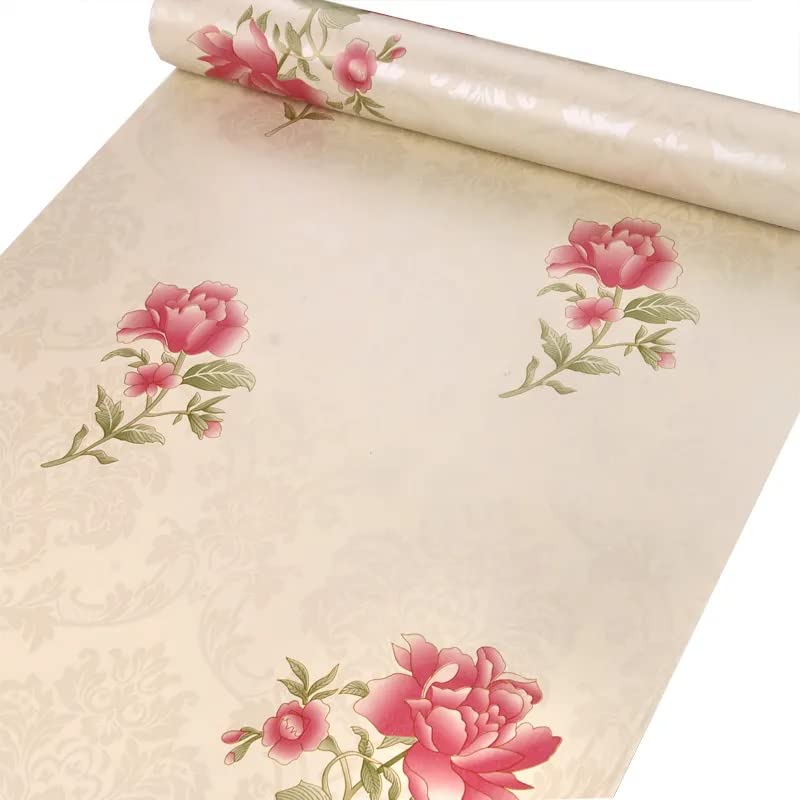 Maefele® Floral Self-Adhesive PVC Wallpaper 304CM X 45CM (PinkBeige) - Image 1