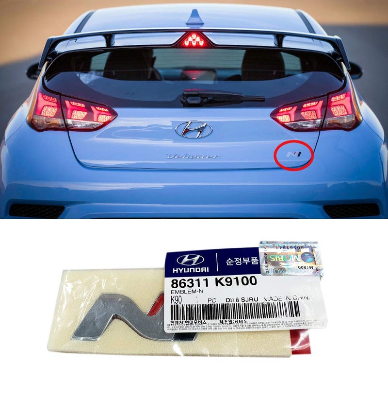 HYUNDAI Genuine OEM Hyundai N Logo Trunk Emblem Badge for 2018 Hyundai Veloster N (86311 K9100) - Image 1