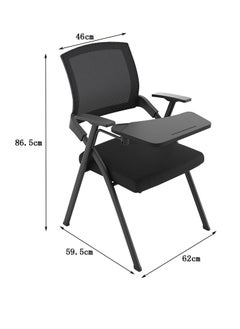 Neo Front Neo Front Foldable Study Chair with Writing Pad – Compact Black Computer Chair for Kids & Students, Sturdy Metal Legs Ideal for Home, School, & Study Rooms  Model HY-128C Black  - Image 2