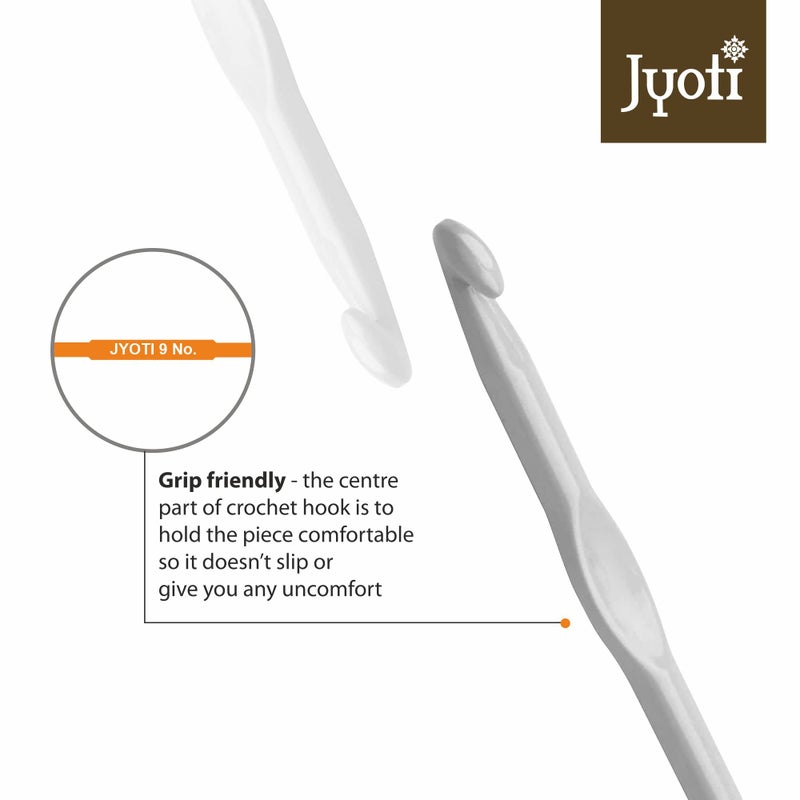 Jyoti Crochet Hook Aluminium for Wool Work, Hand Knitted Sewing DIY Craft Weaving Needle, Ideal for Sweaters, Purses, Scarves, Hats, and Booties, # 15651 (Grey, 6"/15cm of Size 9-12) - 5 Pieces - Image 3
