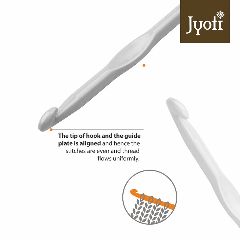 Jyoti Crochet Hook Aluminium for Wool Work, Hand Knitted Sewing DIY Craft Weaving Needle, Ideal for Sweaters, Purses, Scarves, Hats, and Booties, # 15651 (Grey, 6"/15cm of Size 9-12) - 5 Pieces - Image 2