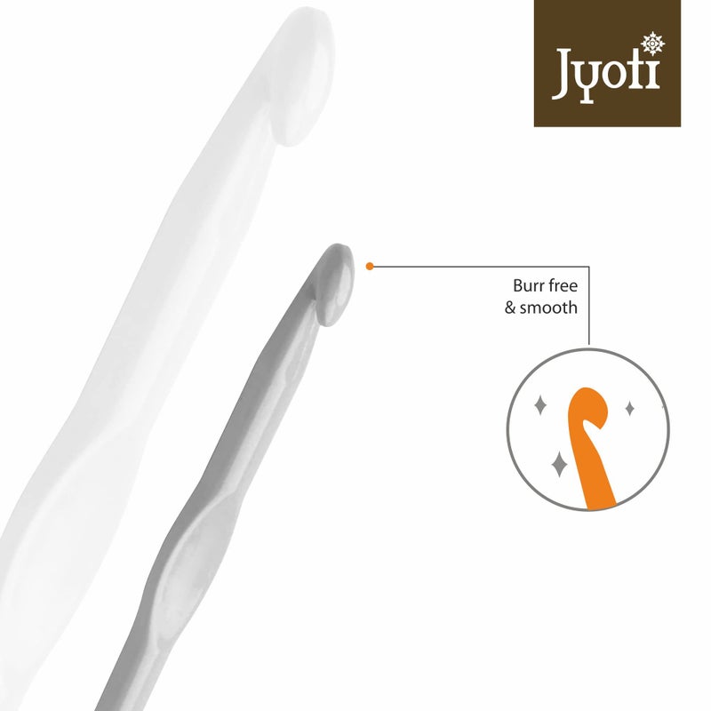 Jyoti Crochet Hook Aluminium for Wool Work, Hand Knitted Sewing DIY Craft Weaving Needle, Ideal for Sweaters, Purses, Scarves, Hats, and Booties, # 15651 (Grey, 6"/15cm of Size 9-12) - 5 Pieces - Image 4