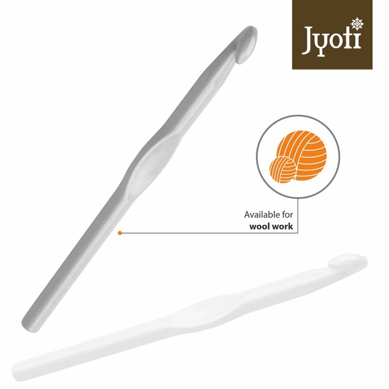 Jyoti Crochet Hook Aluminium for Wool Work, Hand Knitted Sewing DIY Craft Weaving Needle, Ideal for Sweaters, Purses, Scarves, Hats, and Booties, # 15651 (Grey, 6"/15cm of Size 9-12) - 5 Pieces - Image 5