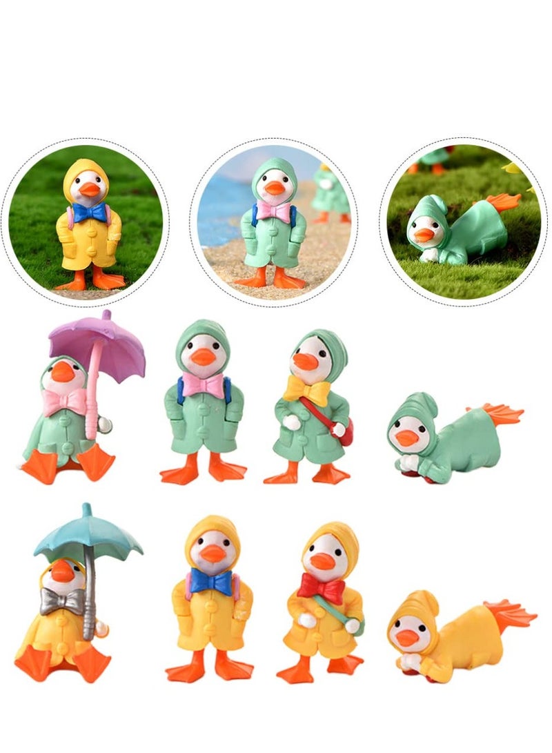 Excefore Miniature Glass Ornaments 8Pieces Duck Figurines Miniature Duck Figure Statue Collection Birthday Topper Cake Decoration Accessories Miniature Glass Animals - Image 3