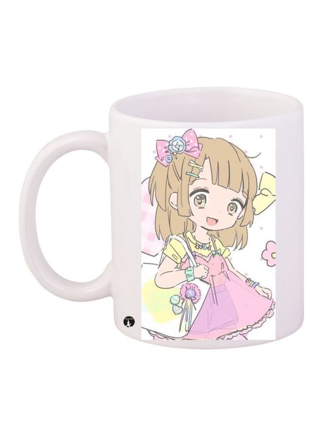 RYN Little Girl Printed Coffee Mug White/Pink/Yellow 11ounce