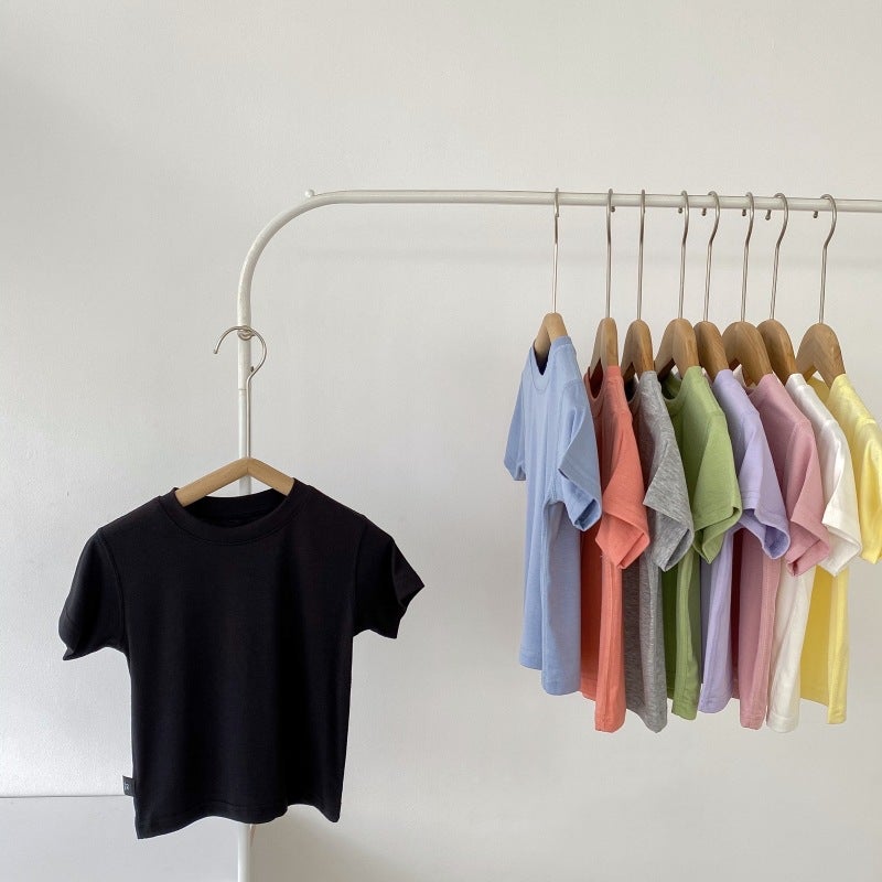 2025 Big Children Summer Boneless Modal T-Shirt Short Sleeve Korean Version Of The New Mask Base Shirt Top Children'S Clothing - Image 1