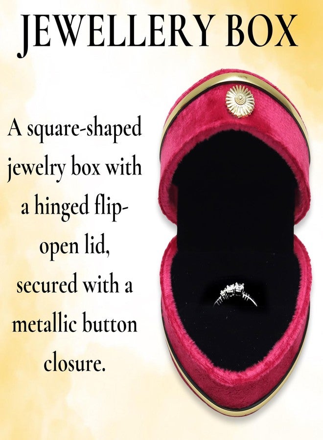 FEBTECH Heart Shaped Ring Box with Gold Design – Luxury Red Jewelry Gift Case with Diamond Pattern & Soft Interior for Engagement, Wedding, Anniversary or Proposal Rings - Image 3