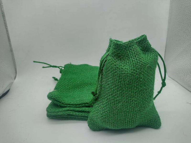 brown leaf 10X14 cm Pure Green Jute Bags Jewelry Pouches Potli Bags Best for Wedding Anniversary Party Supply Diwali Return Gifting Bags Pouches - Image 2