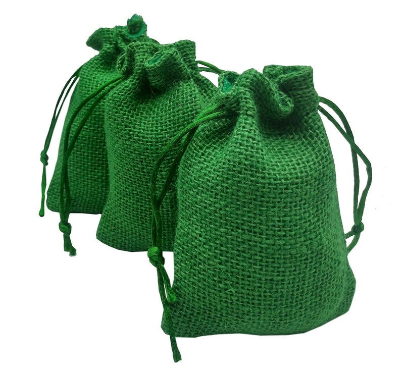 brown leaf 10X14 cm Pure Green Jute Bags Jewelry Pouches Potli Bags Best for Wedding Anniversary Party Supply Diwali Return Gifting Bags Pouches - Image 1