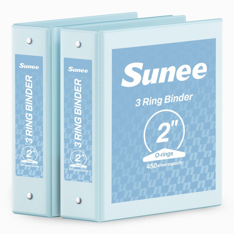 SUNEE 3 Ring Binder 2 Inch 2 Pack Clear View Binder Three Ring PVCFree Fit 85x11 Inches for School or Office Supplies Blue - Image 2