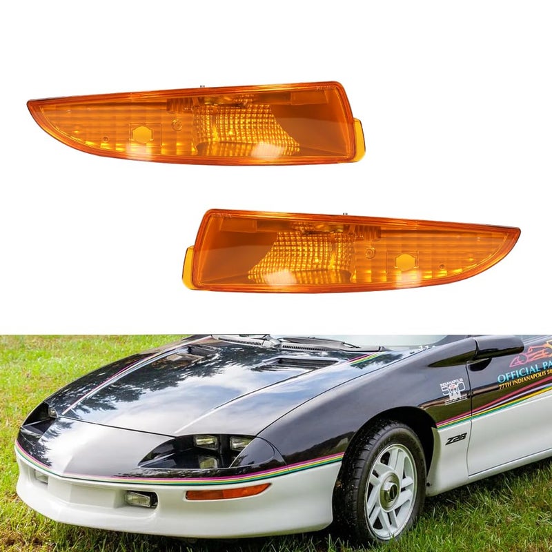 Tonsya For 1993 1994 1995 1996 1997 1998 1999 2000 2001 2002 Chevy Camaro Front Bumper Signal Side Marker housing Amber Lens 5978552 5978551 GM2521146 GM2520146