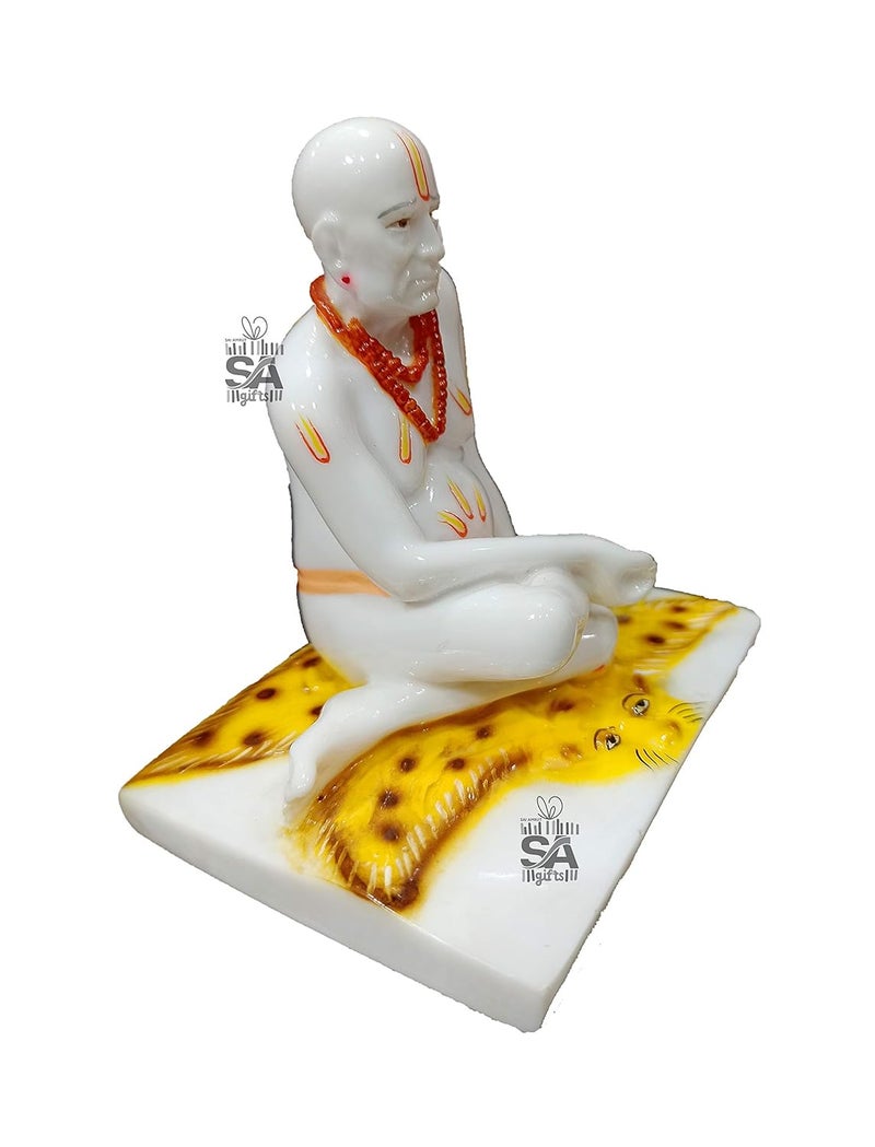 Sai Amrut تمثال الإله سويامي سامارث من حجر ساي أمروت 14 سم أبيض - Image 3