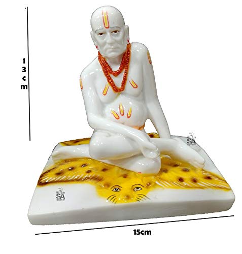 Sai Amrut تمثال الإله سويامي سامارث من حجر ساي أمروت 14 سم أبيض - Image 2