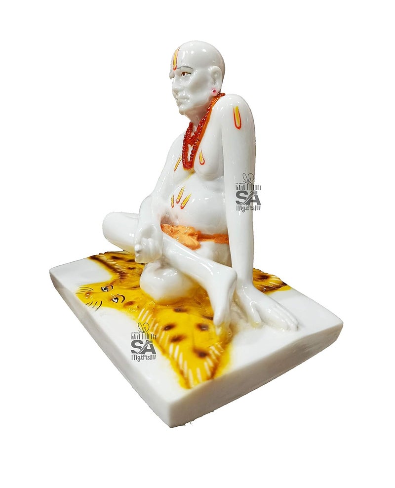 Sai Amrut تمثال الإله سويامي سامارث من حجر ساي أمروت 14 سم أبيض - Image 4