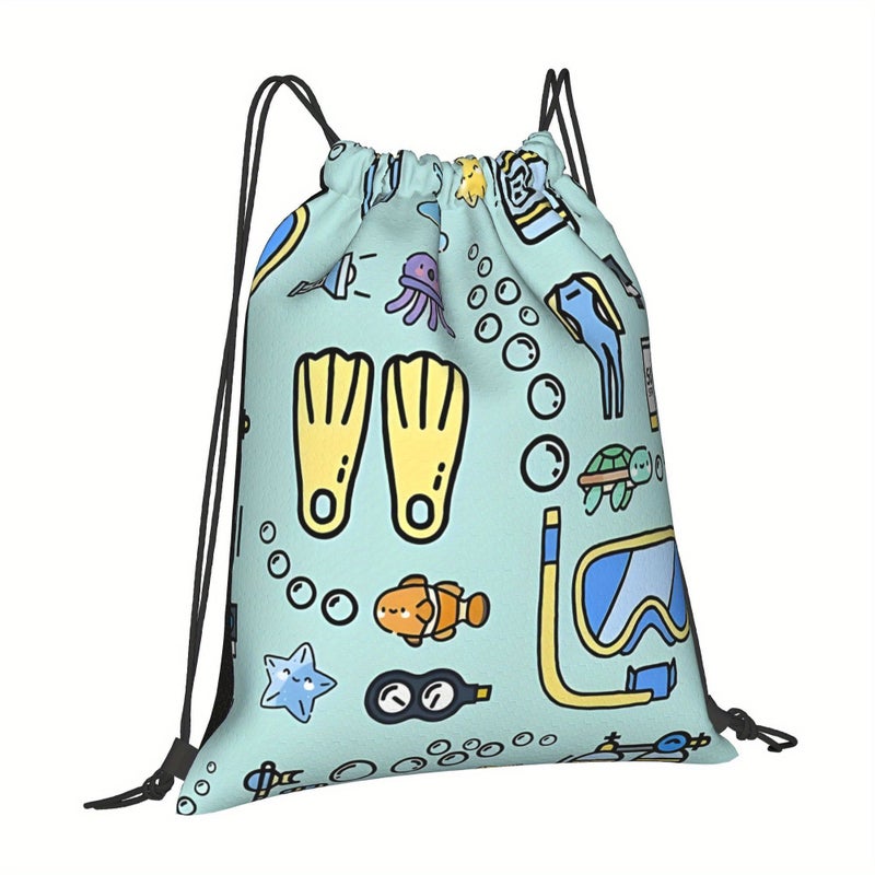 Multicolor Diving Day Gear Drawstring Bag Versatile One Size - Image 2
