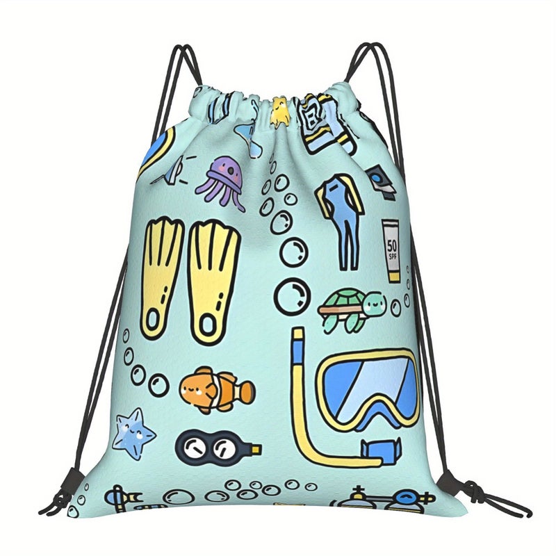 Multicolor Diving Day Gear Drawstring Bag Versatile One Size - Image 1