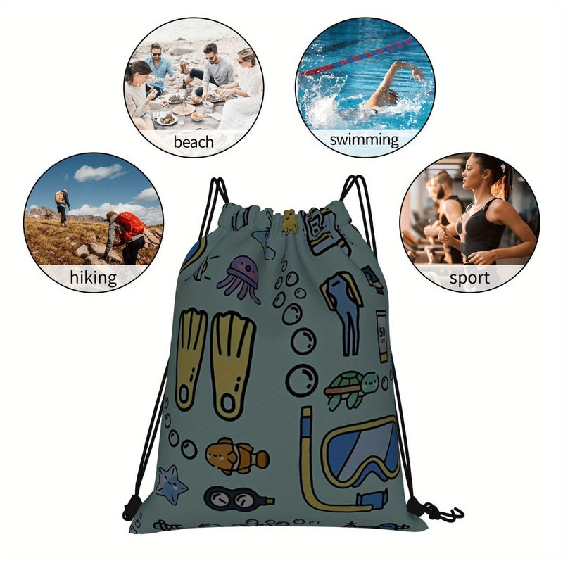 Multicolor Diving Day Gear Drawstring Bag Versatile One Size - Image 5