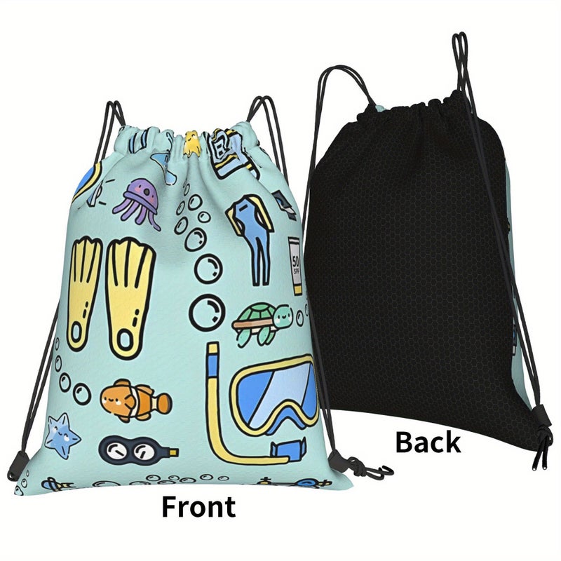 Multicolor Diving Day Gear Drawstring Bag Versatile One Size - Image 4