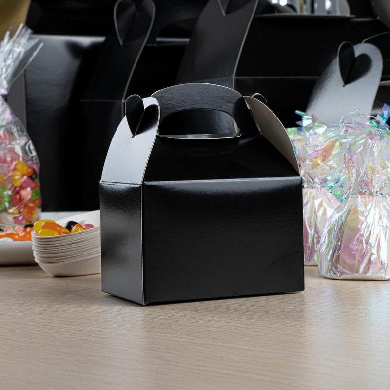 Restaurantware Bio Tek 4 x 25 x 25 Inch Gable Boxes For Party Favors 25 Attractive Gift Boxes  With BuiltIn Handle Greaseproof Black Paper Barn Boxes For Special Events Or Parties - Image 3