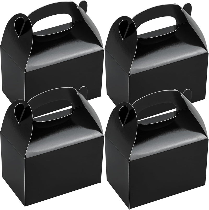 Restaurantware Bio Tek 4 x 25 x 25 Inch Gable Boxes For Party Favors 25 Attractive Gift Boxes  With BuiltIn Handle Greaseproof Black Paper Barn Boxes For Special Events Or Parties - Image 1