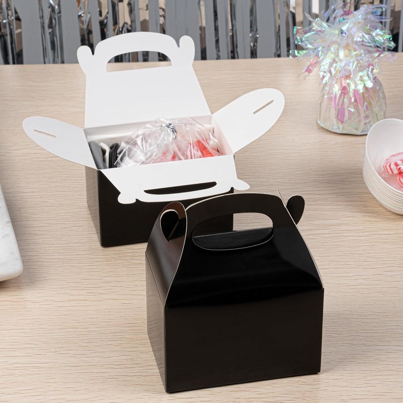 Restaurantware Bio Tek 4 x 25 x 25 Inch Gable Boxes For Party Favors 25 Attractive Gift Boxes  With BuiltIn Handle Greaseproof Black Paper Barn Boxes For Special Events Or Parties - Image 4