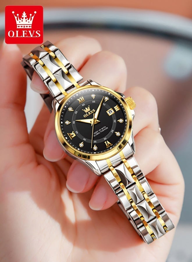 أوليفز ساعة OLEVS 2906 للرجال والنساء من الألماس الروماني الفاخر مع تقويم الأعمال وساعة مقاومة للماء - Image 1