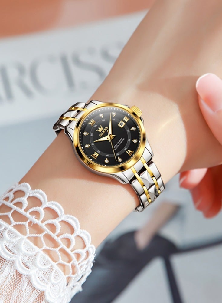 أوليفز ساعة OLEVS 2906 للرجال والنساء من الألماس الروماني الفاخر مع تقويم الأعمال وساعة مقاومة للماء - Image 4