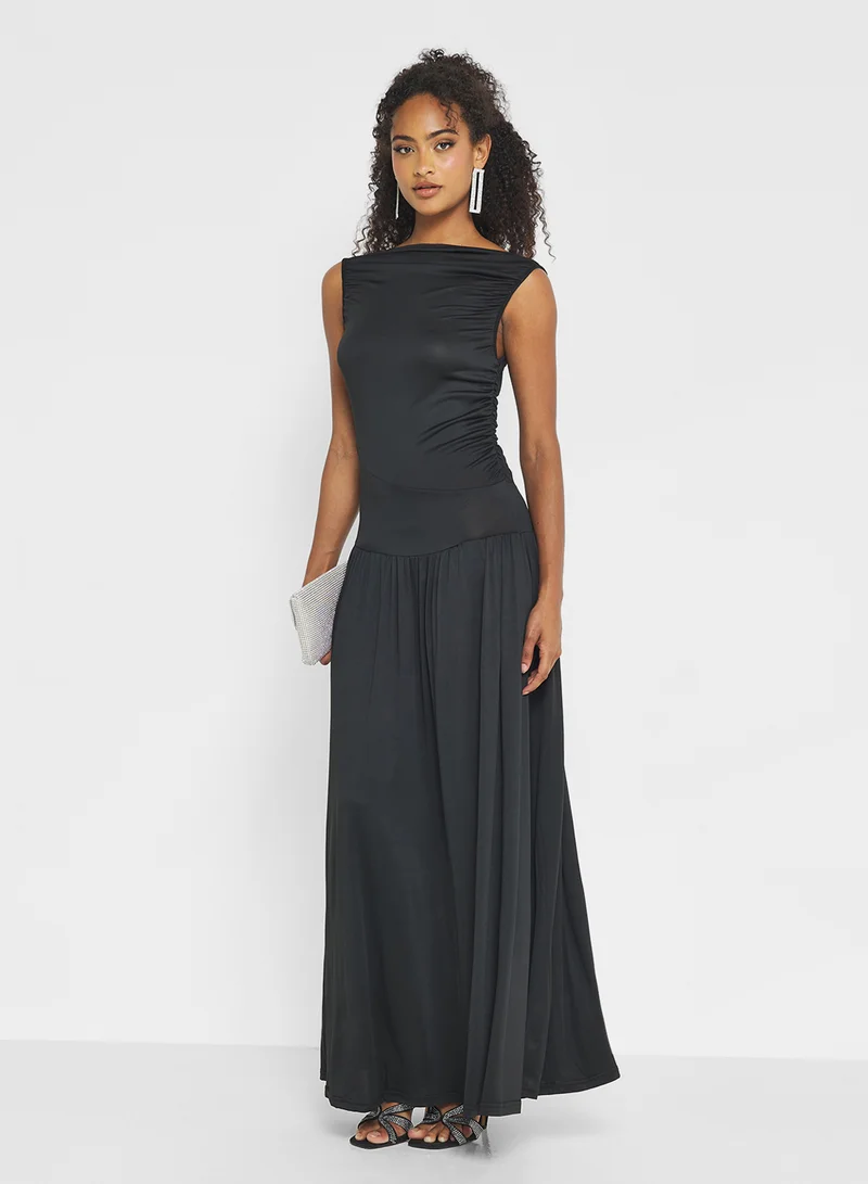 Ginger Basics Ruched Drop Waist Dress