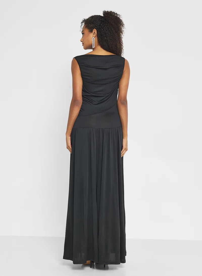 Ginger Basics Ruched Drop Waist Dress
