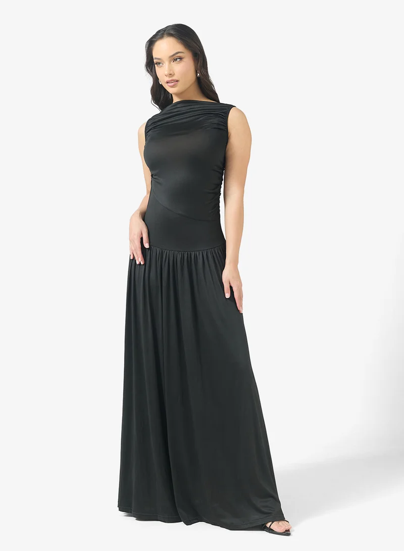 Ginger Basics Ruched Drop Waist Dress