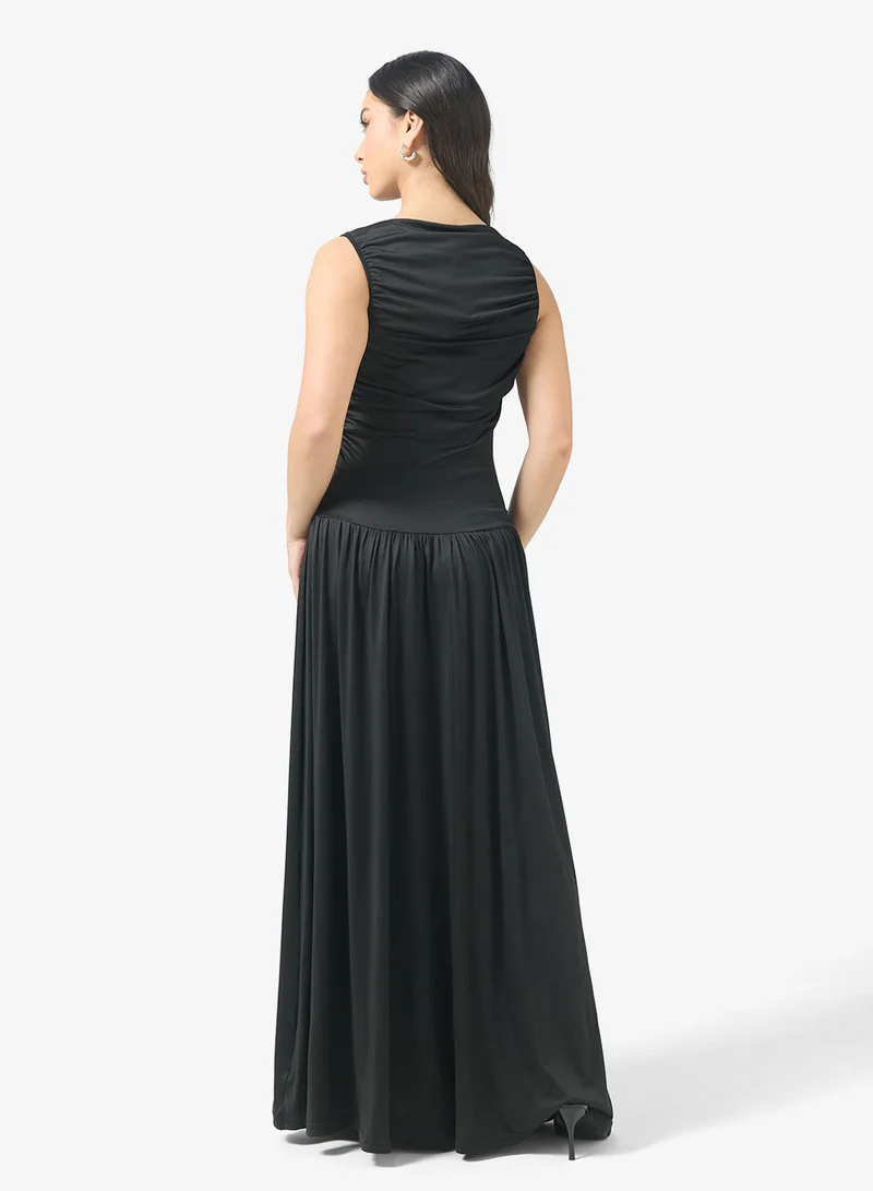 Ginger Basics Ruched Drop Waist Dress