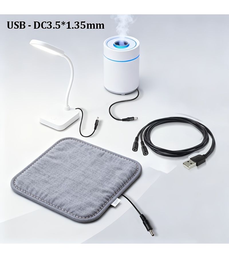 كابل شحن USB إلى DC 3.5x1.35 مم، 5 فولت 3 أمبير، عبوة من قطعتين، بطول 150 سم، مقبس أنثى - Image 4