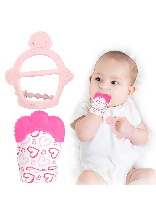 Vicloon Silicone Teething Mitt 2Pcs Baby Teething Mitten Baby Teething Toy With Adjustable Strap Crinkle Sound And Textured Baby Teething Mitten Self Soothing Baby Chew Toys For 06Month Infants  - Image 2