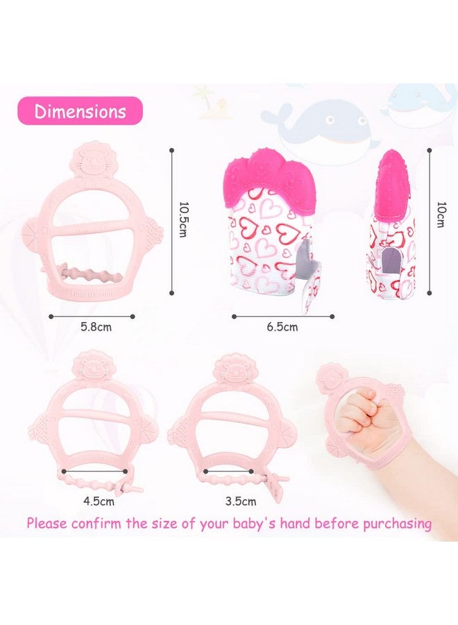 Vicloon Silicone Teething Mitt 2Pcs Baby Teething Mitten Baby Teething Toy With Adjustable Strap Crinkle Sound And Textured Baby Teething Mitten Self Soothing Baby Chew Toys For 06Month Infants  - Image 3