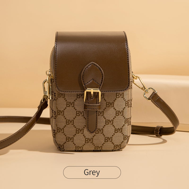 High-End Retro Printed Vertical Mobile Phone Bag 2024 Spring New Niche Design Shoulder Bag Women'S Crossbody Bag - Image 1