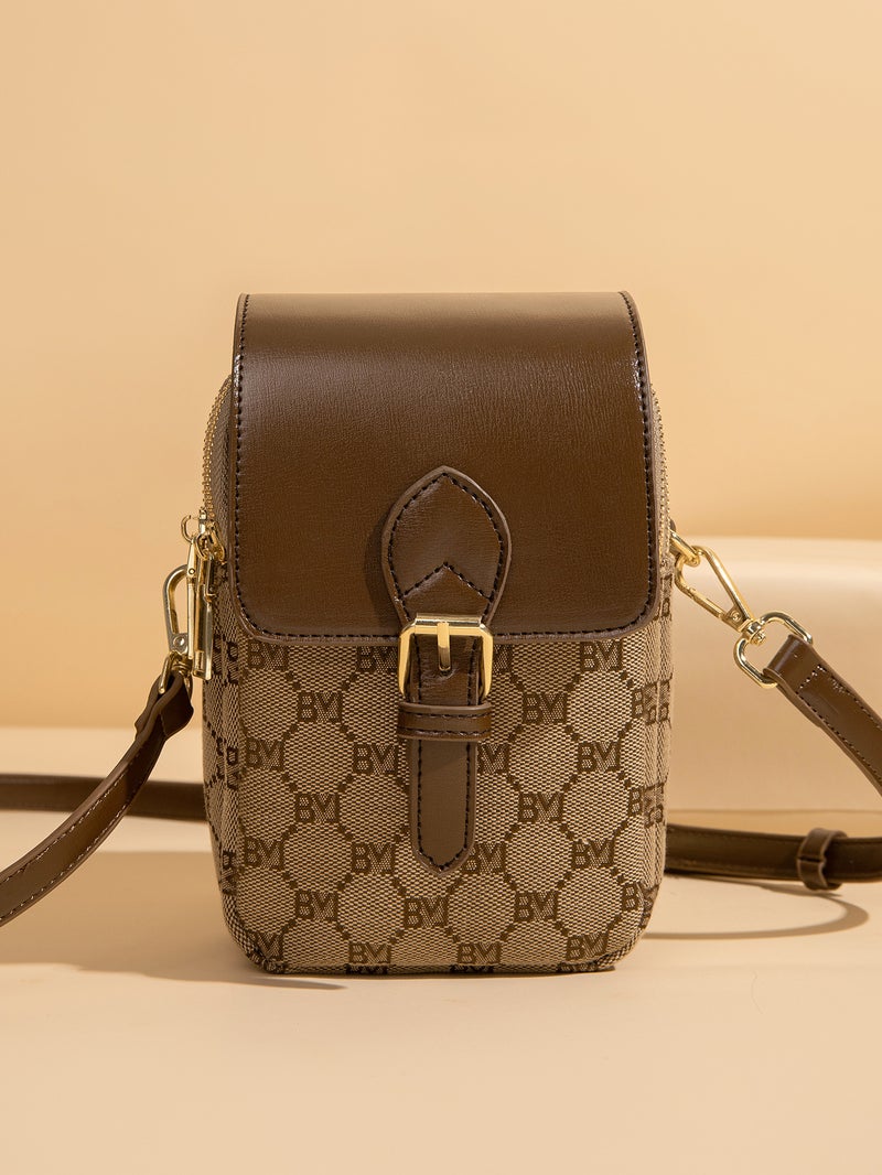 High-End Retro Printed Vertical Mobile Phone Bag 2024 Spring New Niche Design Shoulder Bag Women'S Crossbody Bag - Image 4