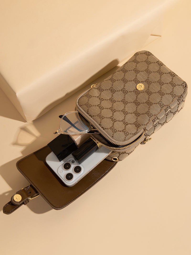 High-End Retro Printed Vertical Mobile Phone Bag 2024 Spring New Niche Design Shoulder Bag Women'S Crossbody Bag - Image 5