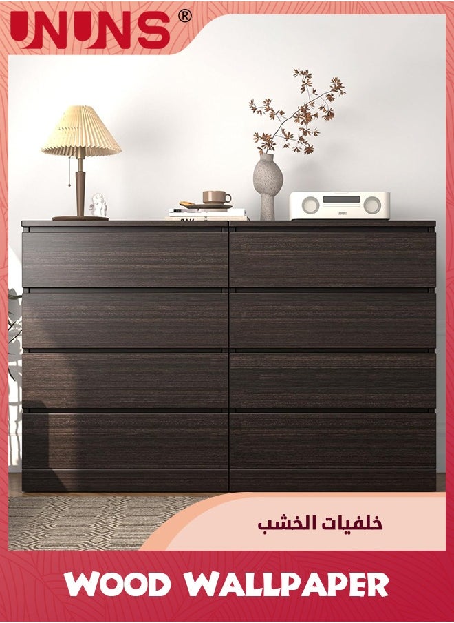 UNUNS - Dark Wood Wallpaper,Peel And Stick Removable Waterproof Wood Grain Contact Paper,Self Adhesive Decorative Wood Vinyl Wrap For Cabinets Countertops Furniture Shelves Drawer Liners,15.75x118inch - Image 1