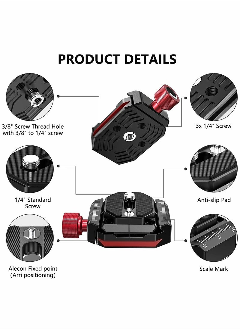 Generic - Arca Swiss Quick Release Plate with 1/4" to 3/8" Screw Thread, Aluminum QR Plate System Camera Mount Clamp Adapter for DSLR Camera Tripod Monopod(38mm) - Image 1