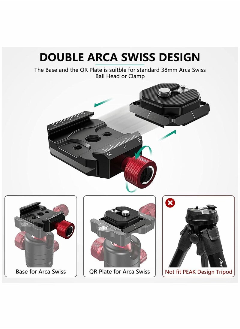 Generic - Arca Swiss Quick Release Plate with 1/4" to 3/8" Screw Thread, Aluminum QR Plate System Camera Mount Clamp Adapter for DSLR Camera Tripod Monopod(38mm) - Image 1