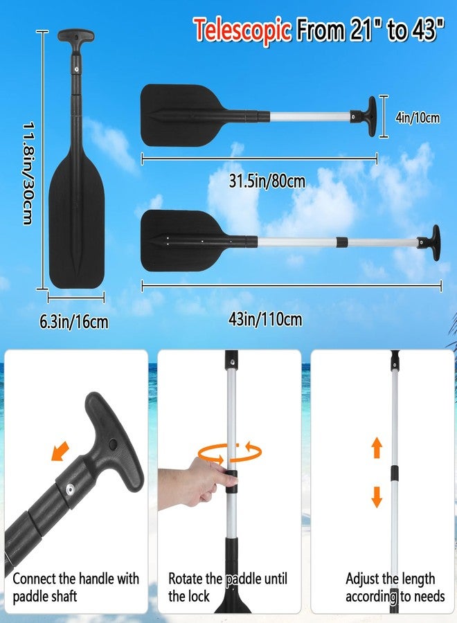 DEDU Telescoping Boat Oars 2 Pack, Emergency Paddle Collapsible Boat Paddle 21"-43" Adjustable, Collapsible Oar for Row Boat Aluminum Shaft Anti Slip for Adults (Black) - Image 2