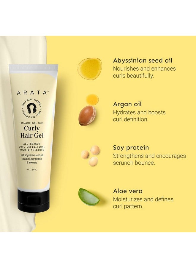 ARATA Curl Gel For Frizzy, Wavy, Curly Hair | Natural Long-Lasting Hold & Definition | Tames Frizz | Aloe Vera, Abyssinian Seed Oil, Argan Oil & Soy Protein | No Sulphate,Paraben,Silicone | 50Ml X 1 - Image 4