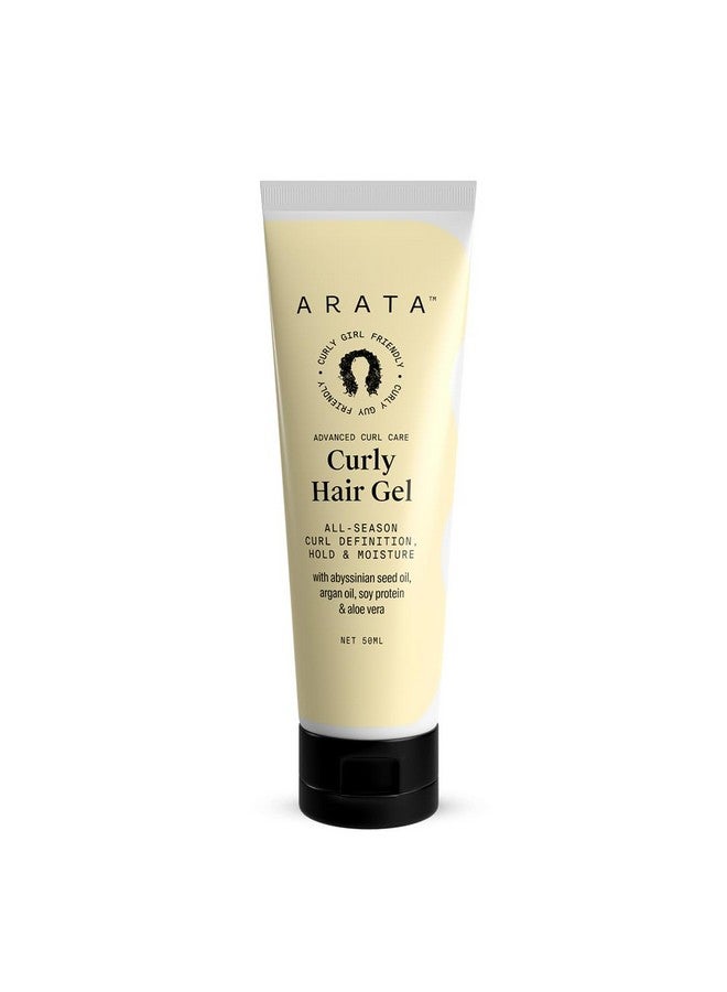 ARATA Curl Gel For Frizzy, Wavy, Curly Hair | Natural Long-Lasting Hold & Definition | Tames Frizz | Aloe Vera, Abyssinian Seed Oil, Argan Oil & Soy Protein | No Sulphate,Paraben,Silicone | 50Ml X 1 - Image 1