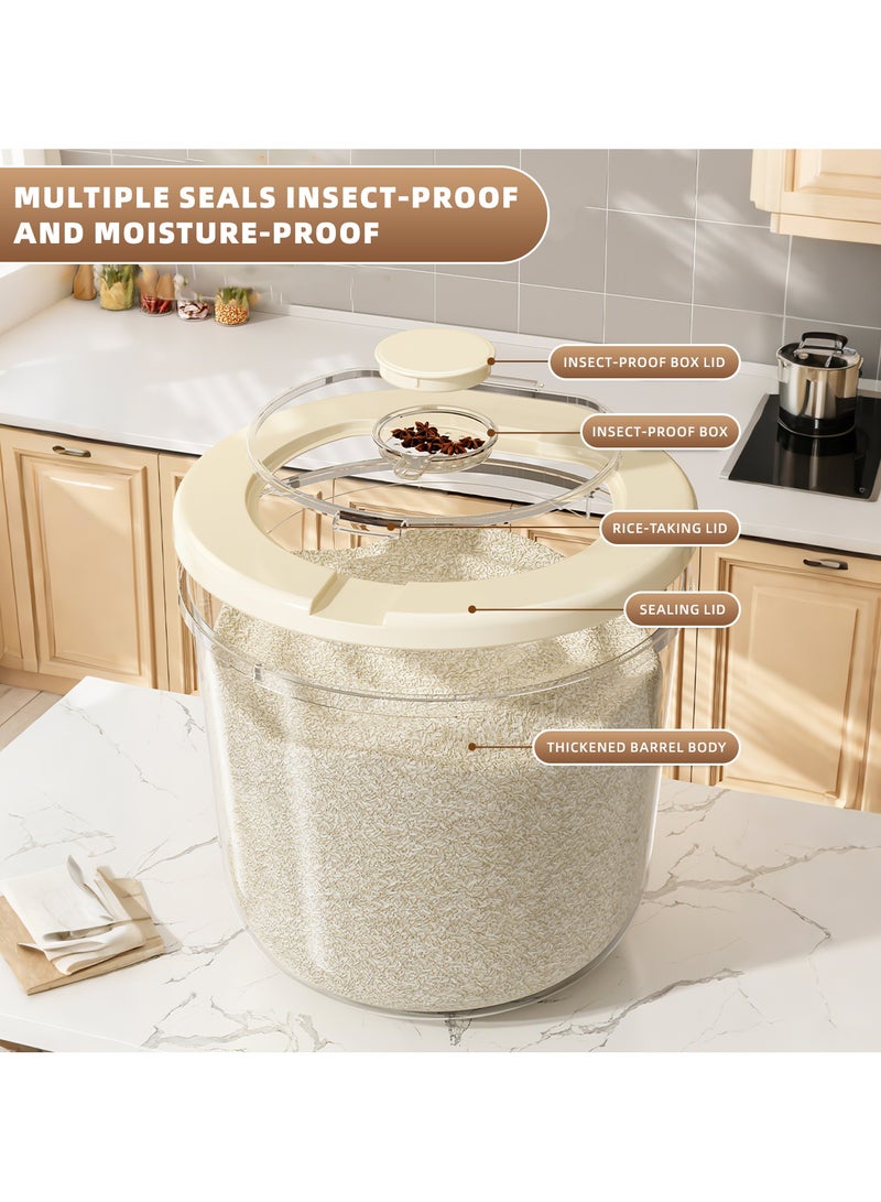 VINNYSEN Large Grain Container Rice Storage Containe Large Capacity Transparent Sealed Rice Bin Dry Food Storage Bucket for Rice Corn Coffee Bean Grain Soybean - Image 2