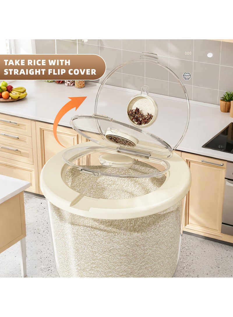 VINNYSEN Large Grain Container Rice Storage Containe Large Capacity Transparent Sealed Rice Bin Dry Food Storage Bucket for Rice Corn Coffee Bean Grain Soybean - Image 3