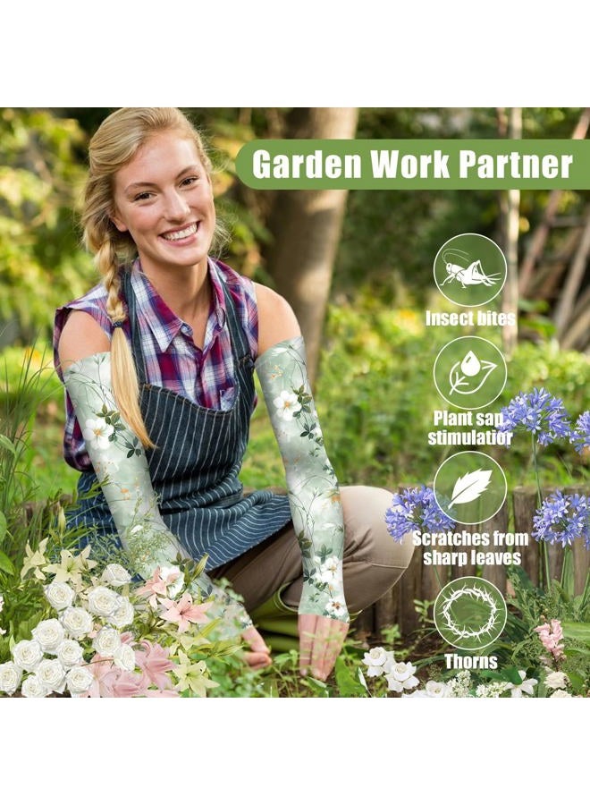 Bebila Gardening Sleeves for Women Farm UV Sun Protection Anti-Scratch Cooling Sleeves with Thumb Hole Arms Cover Outdoors (Watercolor flowers) - Image 4