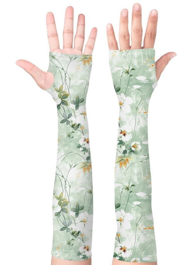 Bebila Gardening Sleeves for Women Farm UV Sun Protection Anti-Scratch Cooling Sleeves with Thumb Hole Arms Cover Outdoors (Watercolor flowers) - Image 1
